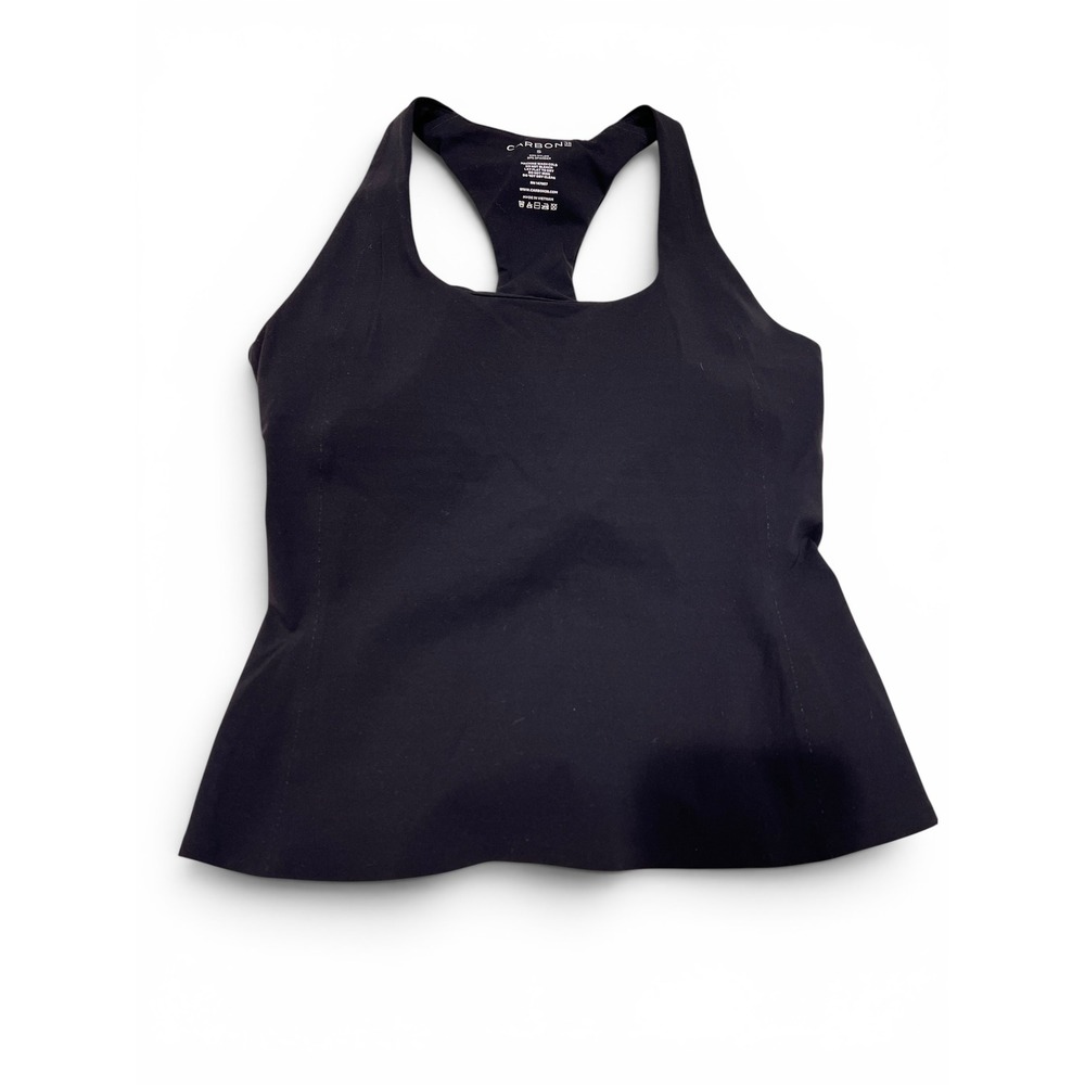 Carbon38 Womens Black Racerback Active Tank Top Built-In Shelf Bra Size S
